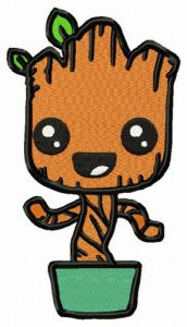 Groot in flower pot embroidery design