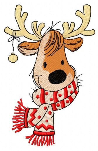 Cute Christmas deer 3 machine embroidery design