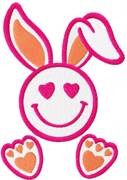 Easter bunny smile embroidery design