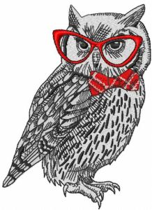 Polar owl in glasses embroidery design
