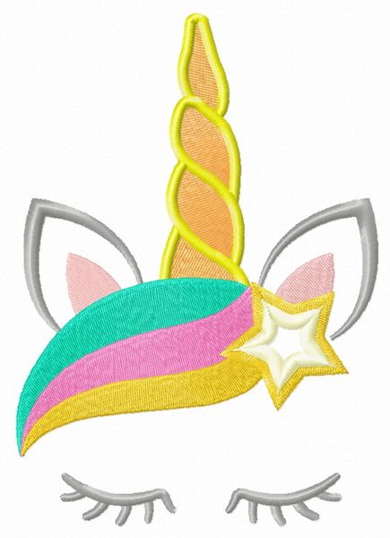 Rainbow star unicorn machine embroidery design