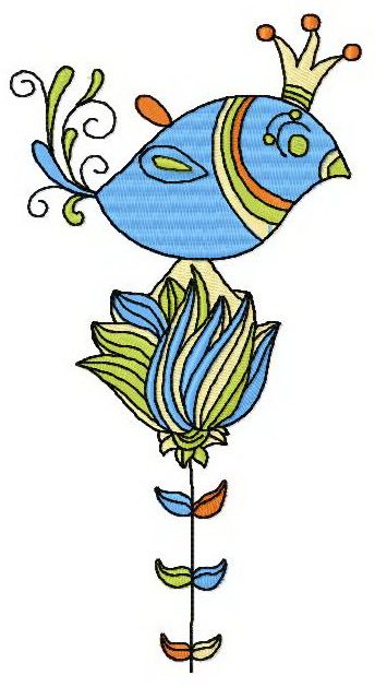 Royal bird machine embroidery design