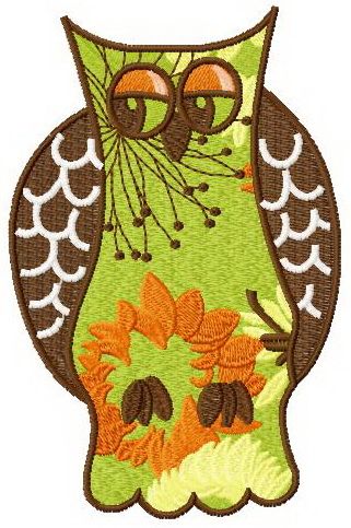 Forest owl machine embroidery design