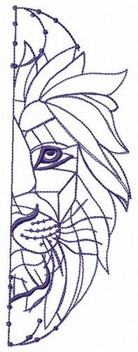Crystal lion machine embroidery design