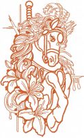 Red circus horse embroidery design