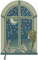 Night near the window embroidery design