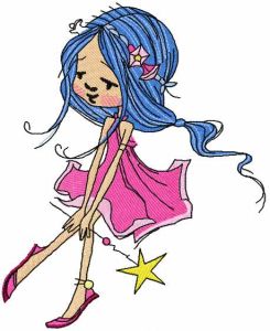 Cute girl with magic wand embroidery design