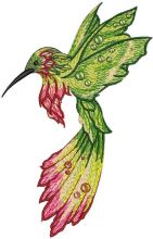 Bright plumage fluttering hummingbird embroidery design