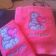 Cute teddy bear embroidered on pink bath towels