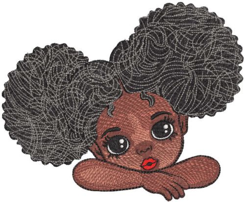 Curly dreamy girl embroidery design
