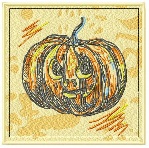 Scary pumpkin machine embroidery design