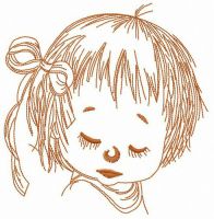 Sleepy little girl embroidery design