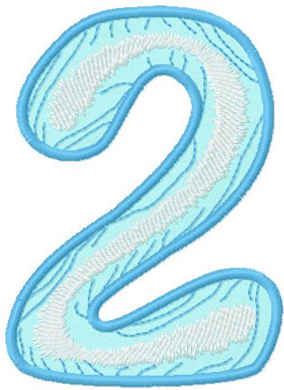 wooden number two free machine embroidery design