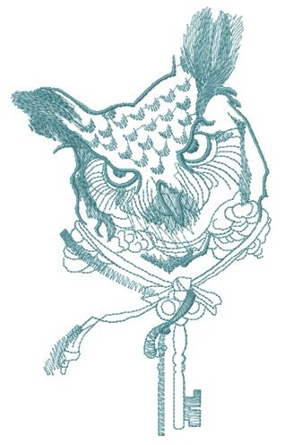 Owl key keeper one color machine embroidery design