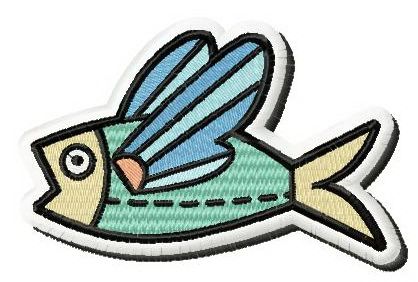 Flying fish machine embroidery design