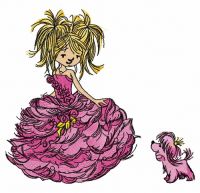 Girl in a luxurious dress embroidery design