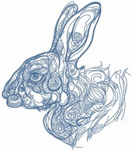 Fancy bunny sketch embroidery design