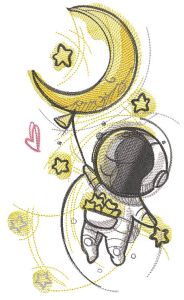 Astronaut with stars embroidery design