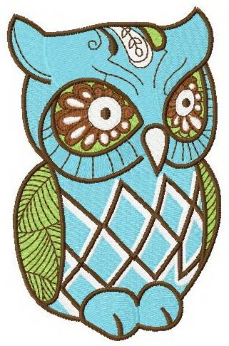 Wise owl machine embroidery design