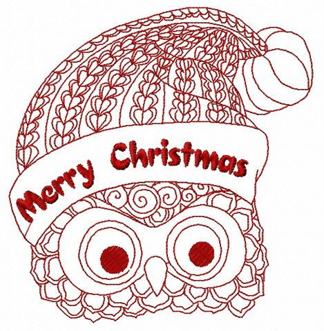 Christmas owl 3 machine embroidery design