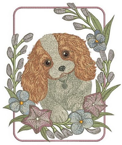 Cute Cocker Spaniel puppy machine embroidery design