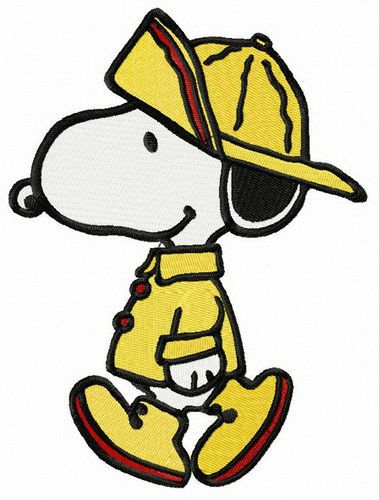 Snoopy in raincoat machine embroidery design