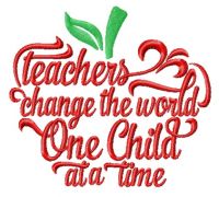 Teachers change the world embroidery design