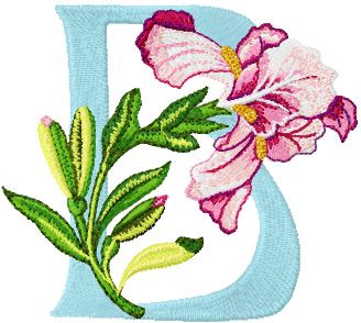 Iris Letter B machine embroidery design