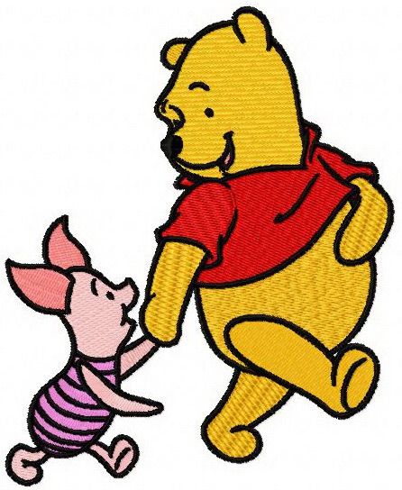 Winnie the Pooh and Piglet best friends 2 machine embroidery design