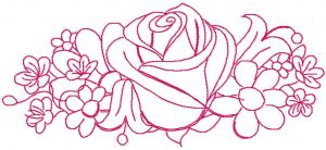 Flowers with rose redwork embroidery design