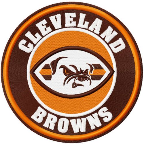 Cleveland browns round logo embroidery design