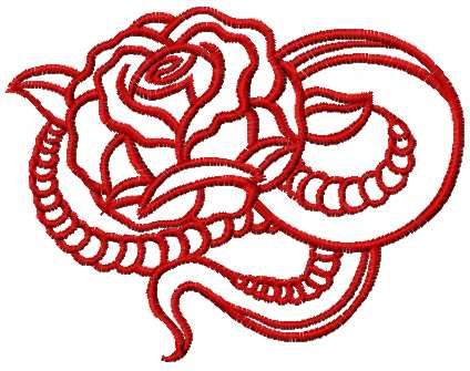 Tribal red rose free embroidery design