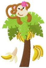 Monkey loves bananas  embroidery design