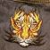 Denim with embroidered tribal tiger design