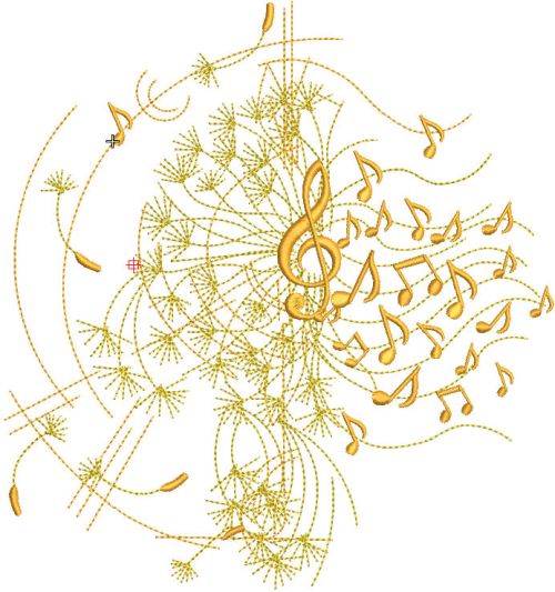 Dandelion music embroidery design