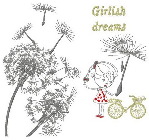 Girlish dreams machine embroidery design