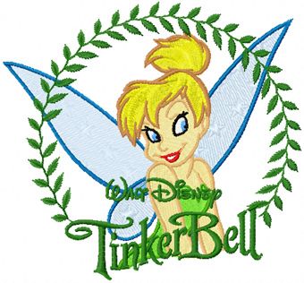 Tinkerbell in the Frame of the Leaves machine embroidery design