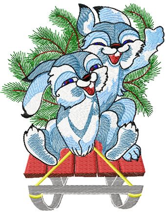 christmas bunnies free embroidery
