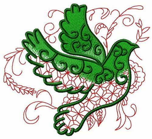 Pigeon and wheat machine embroidery design