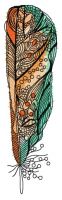 Orange and green feather embroidery design