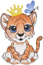 Tiger king and butterfly embroidery design