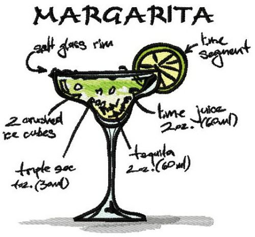 Margarita cocktail machine embroidery design