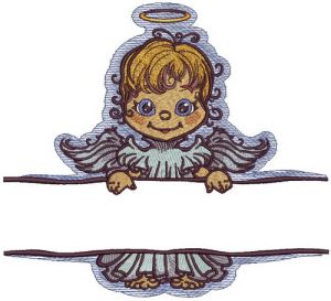 Angel with poster 1 embroidery design