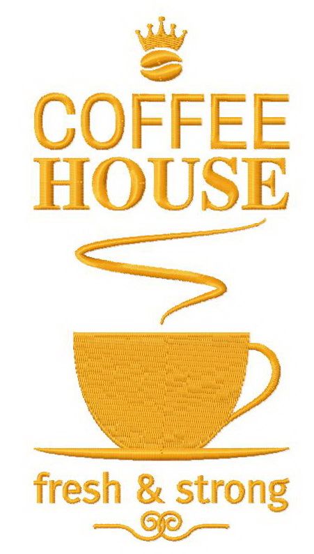 Coffee house machine embroidery design
