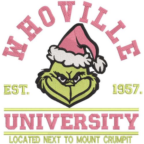Grinch Whoville University embroidery design