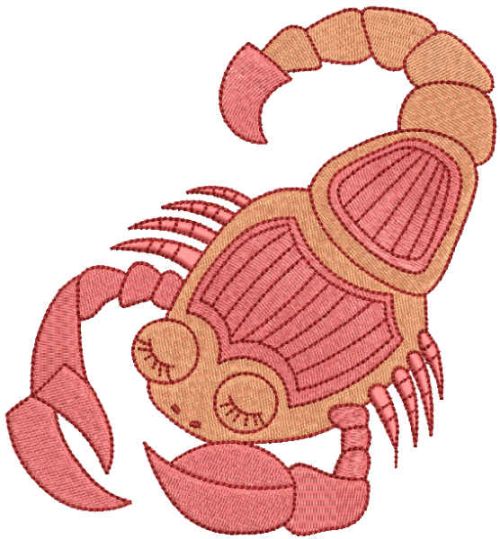 Red scorpion embroidery design