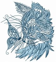 Curious mosaic cat 2 embroidery design