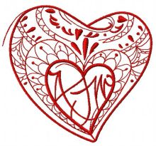Fancy heart 3 embroidery design