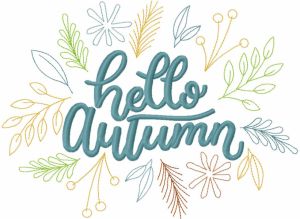Hello autumn season decor embroidery design
