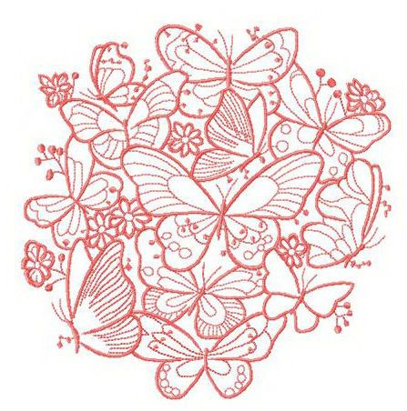 Butterflies and field flowers machine embroidery design